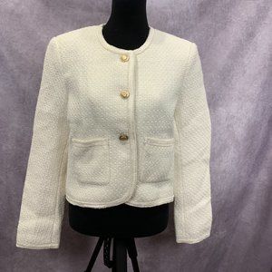 Urban Revivo Long Sleeve Cropped Tweed Jacket with Pockets